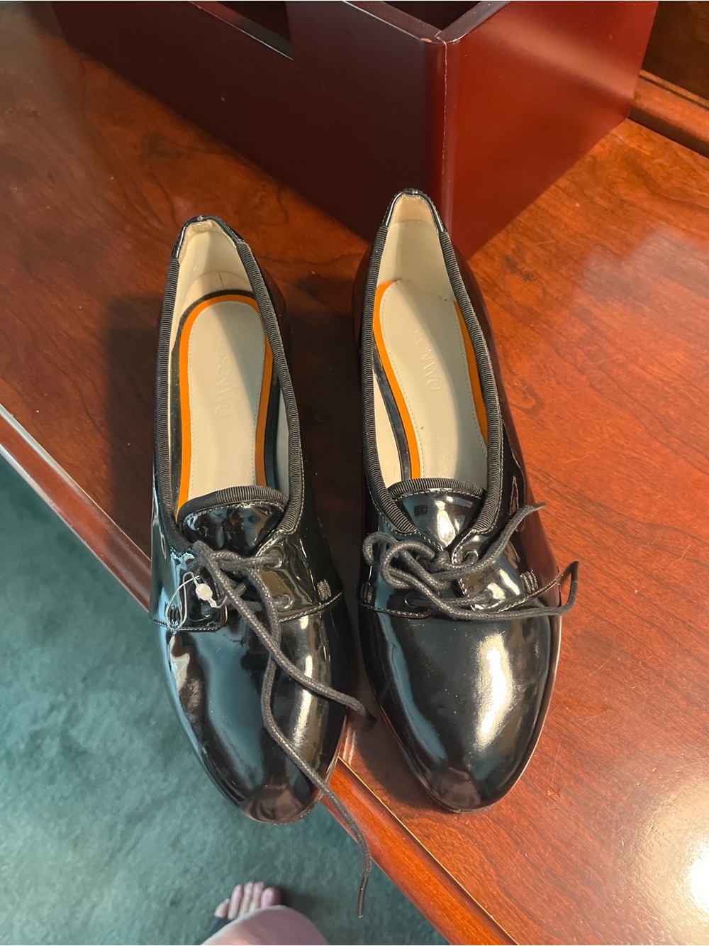Jason Wu Black Patent Lace-Up Ballet Flats
